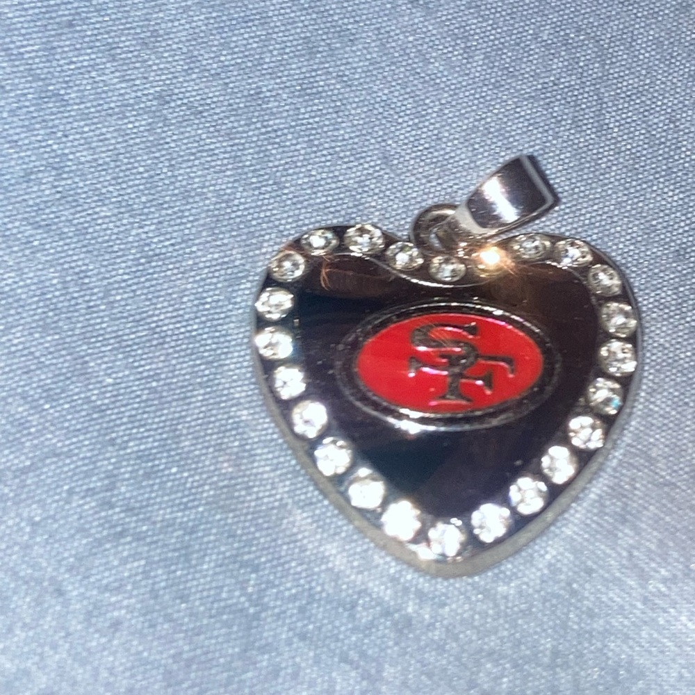 Heart Pendant Charm with Red and Silver 49ers Logo Accent - Picture 2 of 2